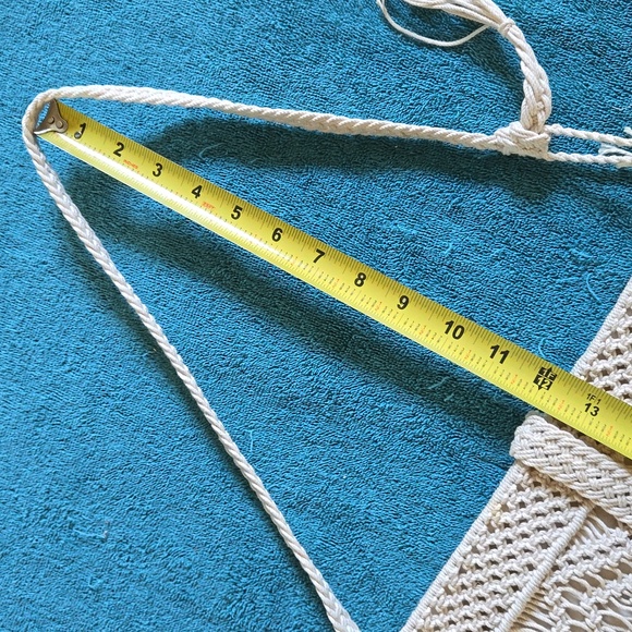 Beige Crochet Macrame Jute Shoulder Bag EUC 12" x 9-1/2" - Picture 9 of 13